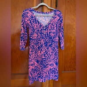 Lilly Pulitzer Palmetto Dress in Sapphire Blue Rolling in the Grass print